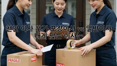 천안 이사 후기: 포장이사 vs 일반이사, 내게 맞는 이사는?